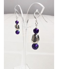 Pendientes de cerámica morada y zamak
