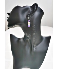 Pendientes de cerámica morada y zamak