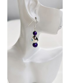 Pendientes de cerámica morada y zamak