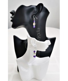 Pendientes de cerámica morada y zamak