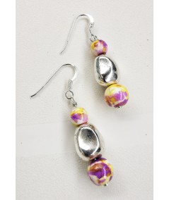 Pendientes de cerámica de colores y zamak