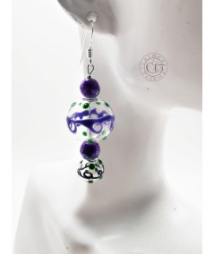 Pendientes de cerámica y cristal transparente