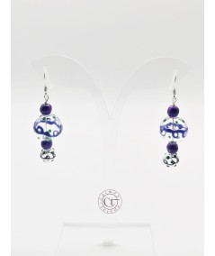 Pendientes de cerámica y cristal transparente