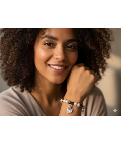 PULSERA DE PERLAS DE CRISTAL Y OJO DE TIGRE