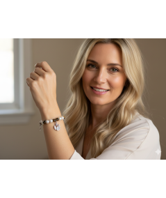 PULSERA DE PERLAS DE CRISTAL Y OJO DE TIGRE