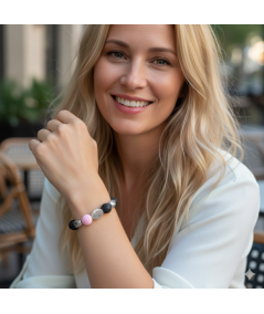 Pulsera de piedras de lava y zamak