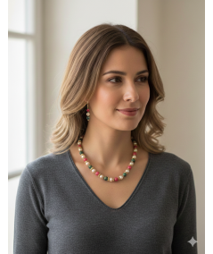 CONJUNTO DE COLLAR Y PENDIENTES DE CUARZO Y PERLAS DE CRISTAL