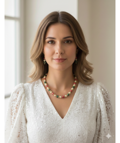 CONJUNTO DE COLLAR Y PENDIENTES DE CUARZO Y PERLAS DE CRISTAL