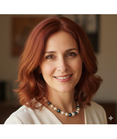 COLLAR Y PENDIENTES DE PERLAS DE CRISTAL AZUL Y BLANCO