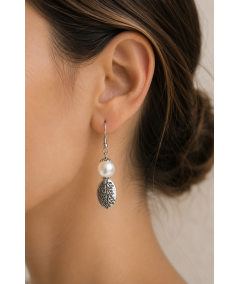 PENDIENTES DE PERLAS DE CRISTAL BLANCAS Y ZAMAK