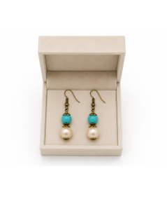 Pendientes Cristal Swarovski Beige y turquesa