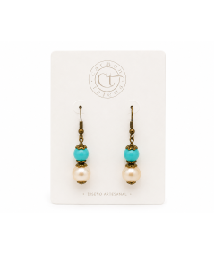 Pendientes Cristal Swarovski Beige y turquesa