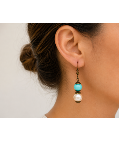 Pendientes Cristal Swarovski Beige y turquesa