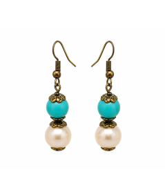 Pendientes Cristal Swarovski Beige y turquesa