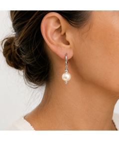 Pendientes de perlas de cristal Swarovski Beige