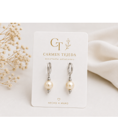 Pendientes de perlas de cristal Swarovski Beige