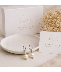 Pendientes de perlas de cristal Swarovski Beige