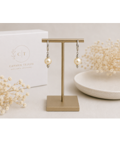 Pendientes de perlas de cristal Swarovski Beige