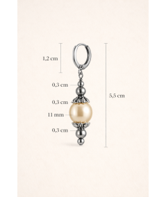 Pendientes plateados de perlas de cristal Swarovski Beige
