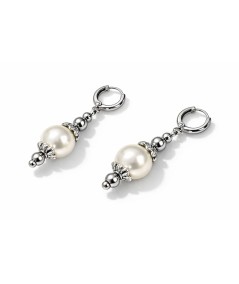 Pendientes plateados de perlas de cristal Swarovski Beige