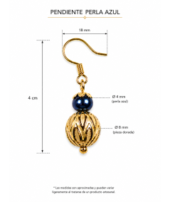 Pendientes de perlas de cristal azul y blanco
