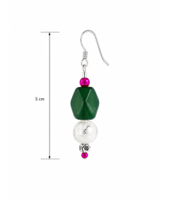 PENDIENTES DE ABALORIOS DE CRISTAL Y PERLAS DE CRISTAL FUCSIA