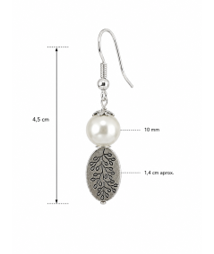 PENDIENTES DE PERLAS DE CRISTAL BLANCAS Y ZAMAK