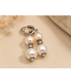 Pendientes de perlas de cristal Swarovski Beige y Blanco