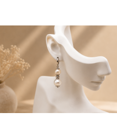 Pendientes de perlas de cristal Swarovski Beige y Blanco