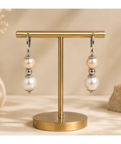 Pendientes de perlas de cristal Swarovski Beige y Blanco