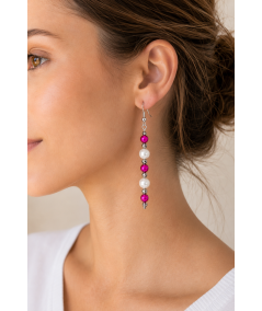 PENDIENTES DE NÁCAR Y PERLA DE CRISTAL FUCSIA