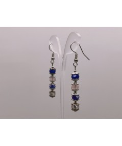 Pendientes de Cristal facetado, Azul, Gris y Rosa