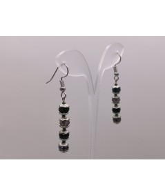 Pendientes de Cristal facetado Negro y Gris. 4 elementos