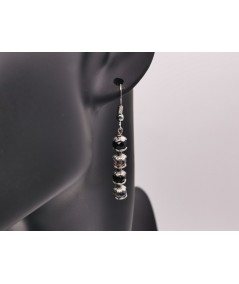 Pendientes de Cristal facetado Negro y Gris. 4 elementos