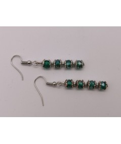 Pendientes Cristal Verde 4 elementos