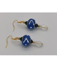 Pendientes Dorados de Cristal de Murano azul