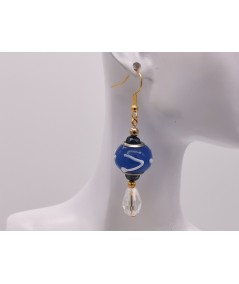 Pendientes Dorados de Cristal de Murano azul