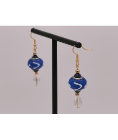 Pendientes Dorados de Cristal de Murano azul